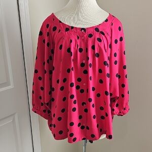 Large Pink Polka Dots On Pink.  Women's Top.‎ SIZE 2X